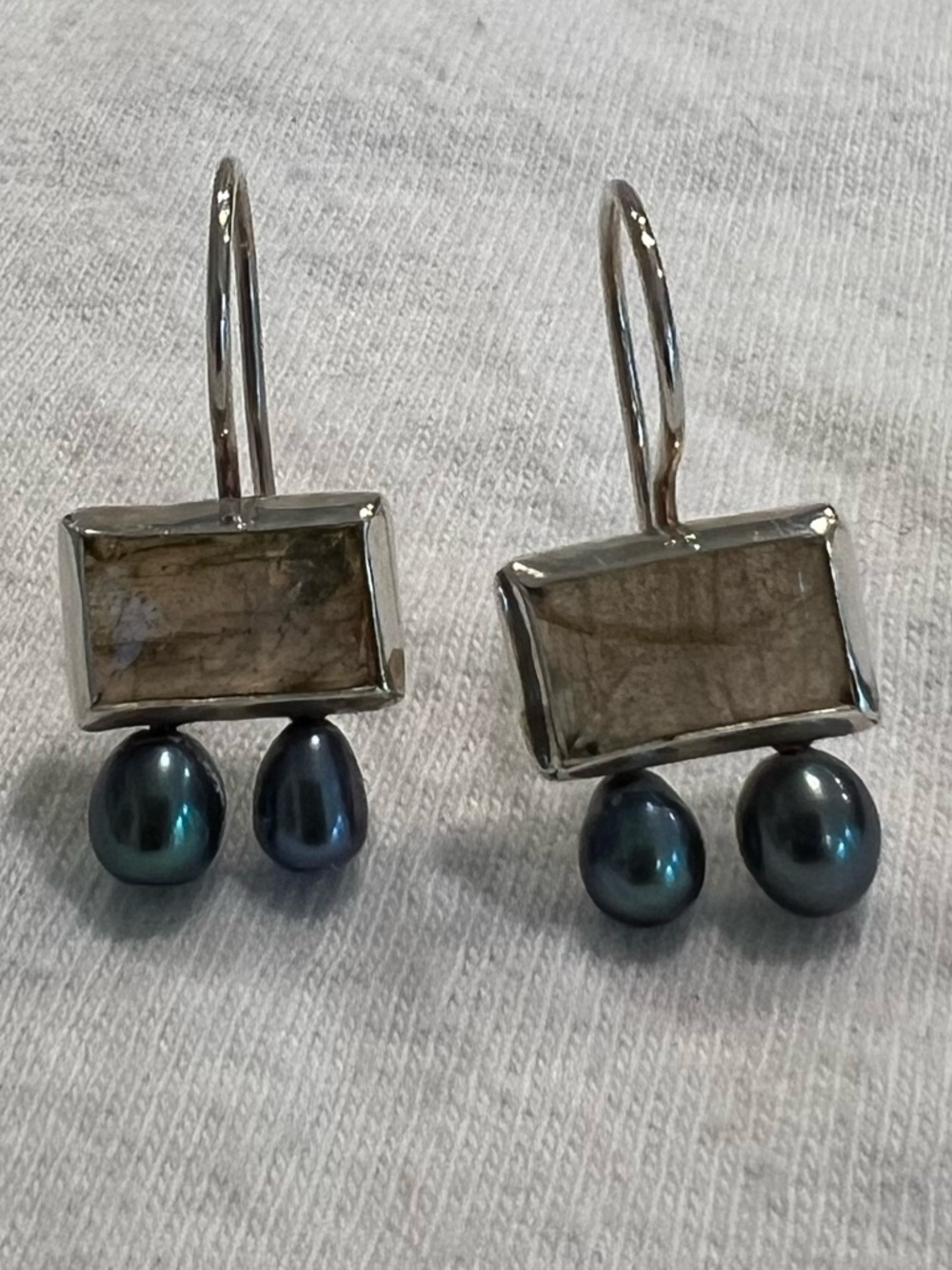 Chan Luu’s Tab Pearl Drop Earrings Labradorite